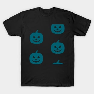 Rotund Jack-O-Lantern Tile (Blue) T-Shirt